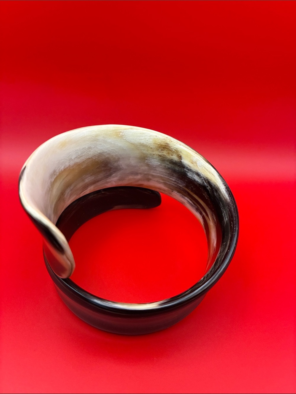 Handcrafted Horn Cuff Bracelet in Black and Cream